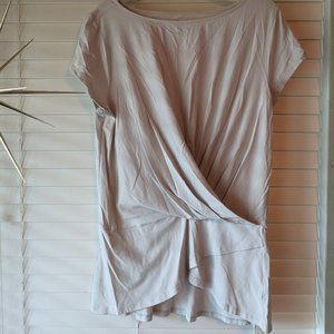 Garnet Hill Short Sleeve Light Grey Tunic Top with Asymmetrical Hem Size Medium